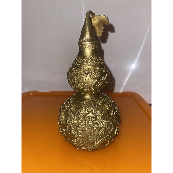 8.5'' brass sculpture wealth dragon pattern exorcise evil spirits gourd statue - Picture 3 of 6